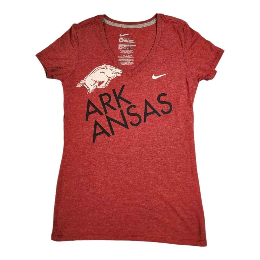 NWOT University of Arkansas top short sleeve Size Medium Slim Fit Woman's Nike